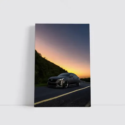 Cadillac CT5 Slammed Black Sedan Sunset Road