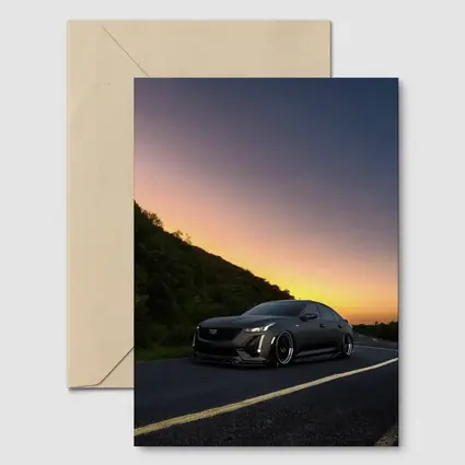 Cadillac CT5 Slammed Black Sedan Sunset Road
