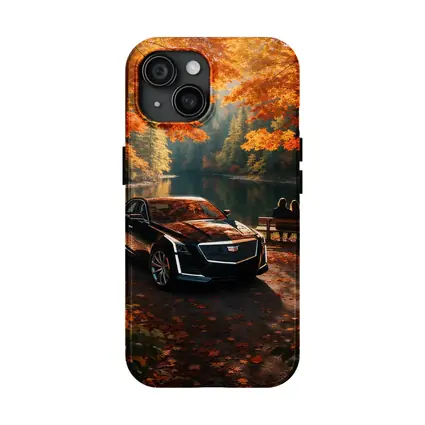 Cadillac CTS Black Sedan Autumn Lake