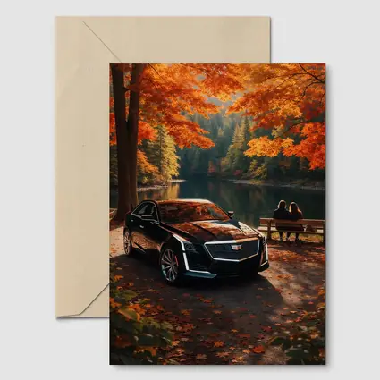 Cadillac CTS Black Sedan Autumn Lake