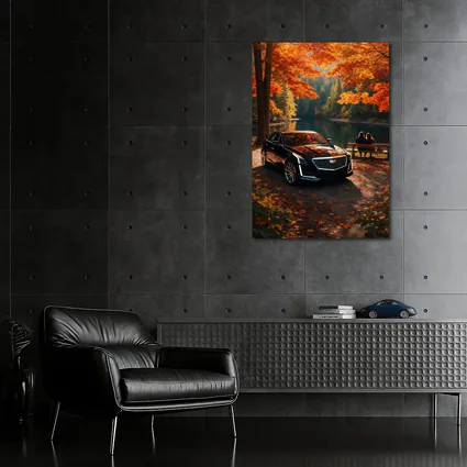 Cadillac CTS Black Sedan Autumn Lake