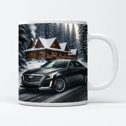 Cadillac CTS Dark Sedan Snowy Forest Cabin