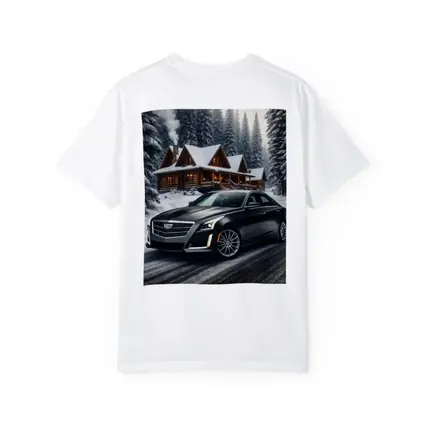 Cadillac CTS Dark Sedan Snowy Forest Cabin