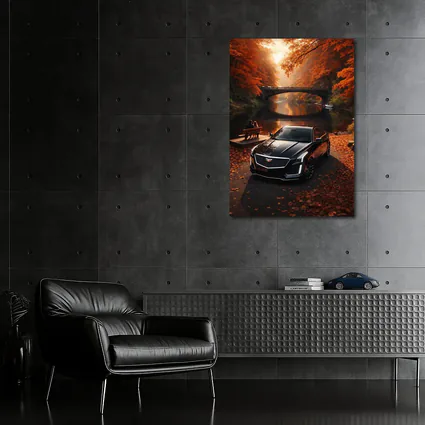 Cadillac CTS Black Sedan Autumn River