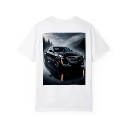 Cadillac CTS Black Sedan Rainy Forest Road