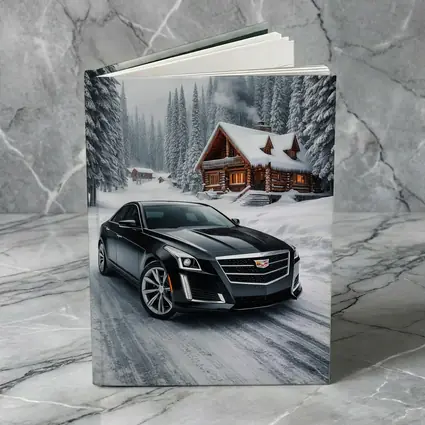 Cadillac CTS Black Sedan Snowy Winter Forest