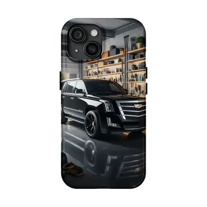 Cadillac Escalade Black SUV Inside Garage