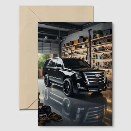 Cadillac Escalade Black SUV Inside Garage