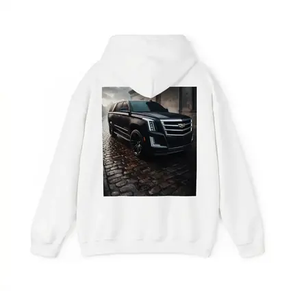 Cadillac Escalade Black SUV Wet Cobblestone Street
