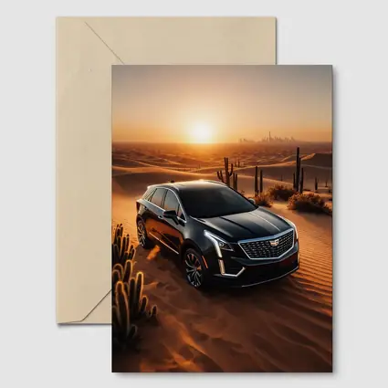 Cadillac XT5 Black SUV Desert Sunset