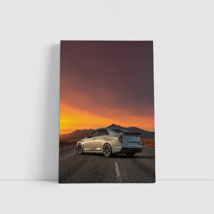 Cadillac CT5 Silver Sedan Sunset Road