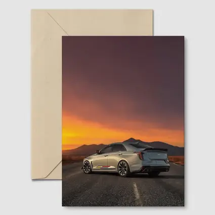 Cadillac CT5 Silver Sedan Sunset Road