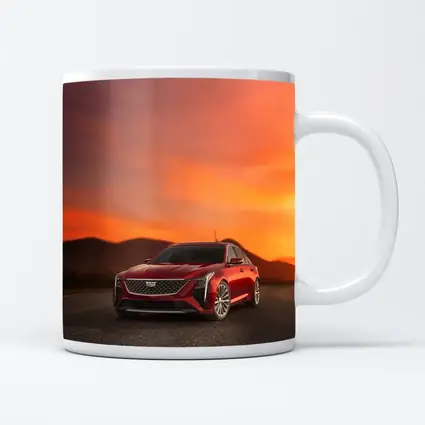 Cadillac CT5 Red Sedan Sunset Sky