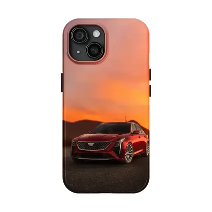 Cadillac CT5 Red Sedan Sunset Sky