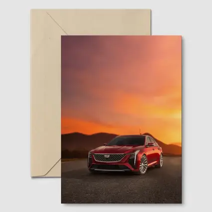 Cadillac CT5 Red Sedan Sunset Sky