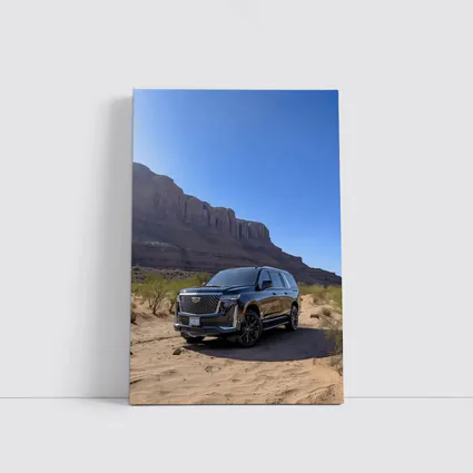 Black Cadillac Escalade Desert Canyon Landscape