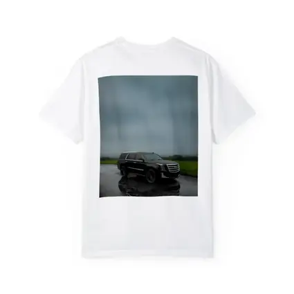 Black Cadillac Escalade Rainy Overcast Day