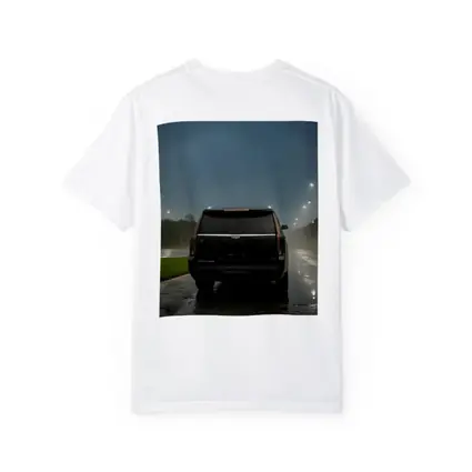 Cadillac Escalade Black Rainy Night Street