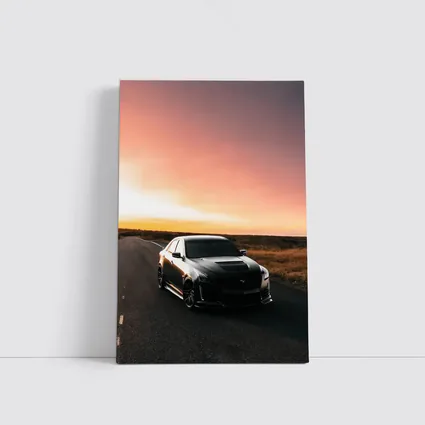 Cadillac CTS Black Car Sunset Road