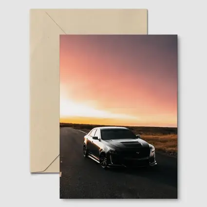 Cadillac CTS Black Car Sunset Road