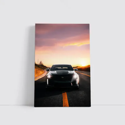 Cadillac CT5 Black Car Sunset Road