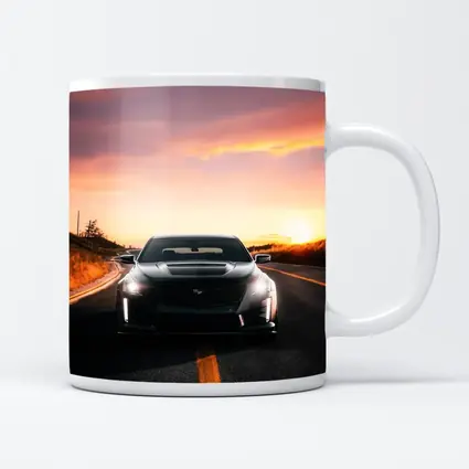 Cadillac CT5 Black Car Sunset Road