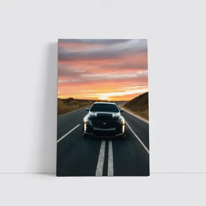 Cadillac CTS Black Car Sunset Road