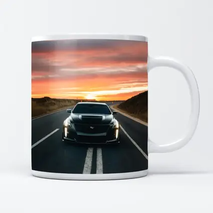 Cadillac CTS Black Car Sunset Road
