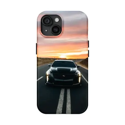 Cadillac CTS Black Car Sunset Road