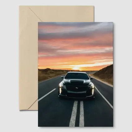 Cadillac CTS Black Car Sunset Road