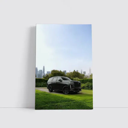 Cadillac Escalade Black SUV City Skyline