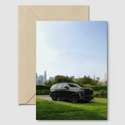 Cadillac Escalade Black SUV City Skyline