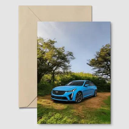Cadillac CT5 Blue Sedan Forest Setting