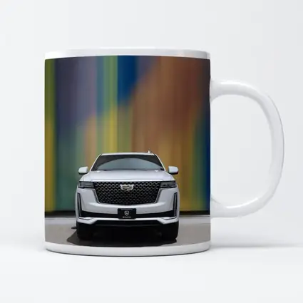 Cadillac Escalade White Front Colorful Wall