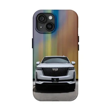 Cadillac Escalade White Front Colorful Wall