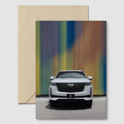 Cadillac Escalade White Front Colorful Wall