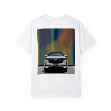 Cadillac Escalade White Front Colorful Wall