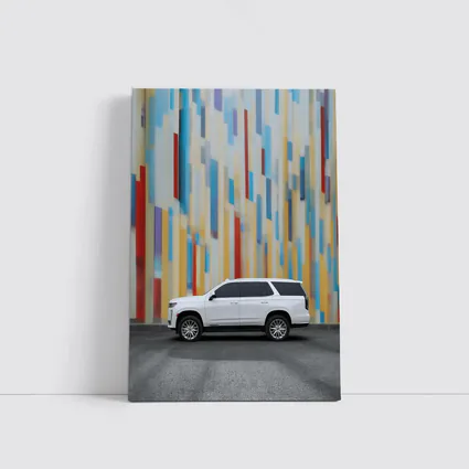 Cadillac Escalade White SUV Colorful Wall