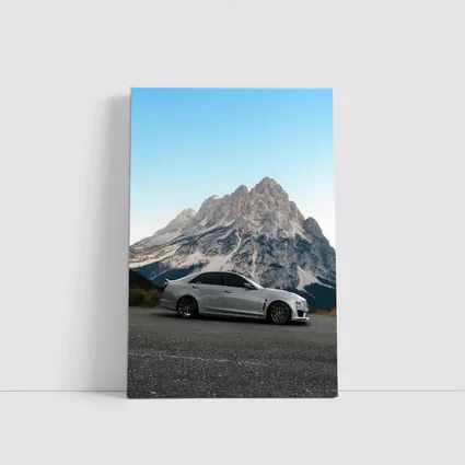 Cadillac CTS Silver Sedan Mountain Background