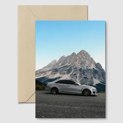 Cadillac CTS Silver Sedan Mountain Background