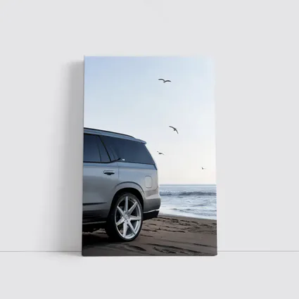 Cadillac Escalade Silver SUV Beach Scene