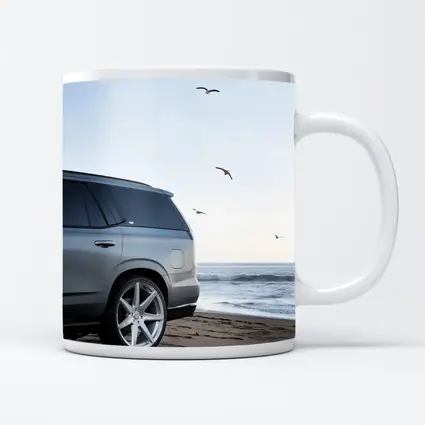 Cadillac Escalade Silver SUV Beach Scene