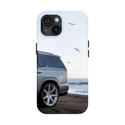 Cadillac Escalade Silver SUV Beach Scene