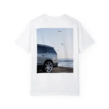 Cadillac Escalade Silver SUV Beach Scene