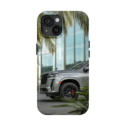 Cadillac Escalade Gray SUV Palm Tree