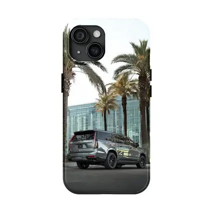 Cadillac Escalade Gray Under Palm Trees