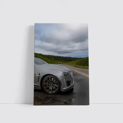 Cadillac CTS Silver Sedan Wet Road