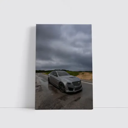 Cadillac CTS Gray Sedan Stormy Road