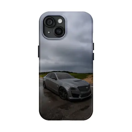 Cadillac CTS Gray Sedan Stormy Road