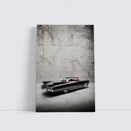 Black Cadillac Classic Car Marble Wall Background